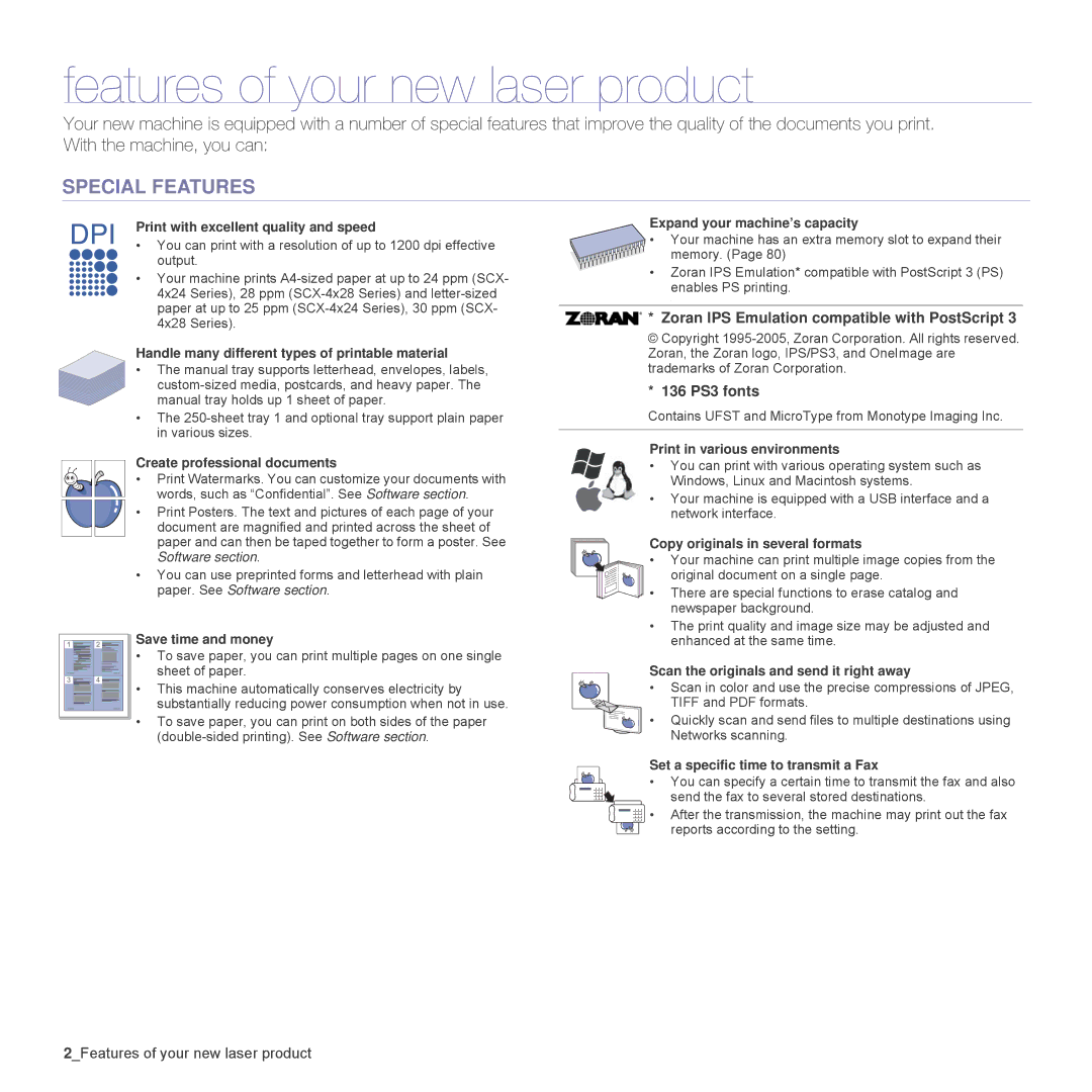 Samsung SCX-4828FN, SCX-4824FN manual Features of your new laser product, Special Features 