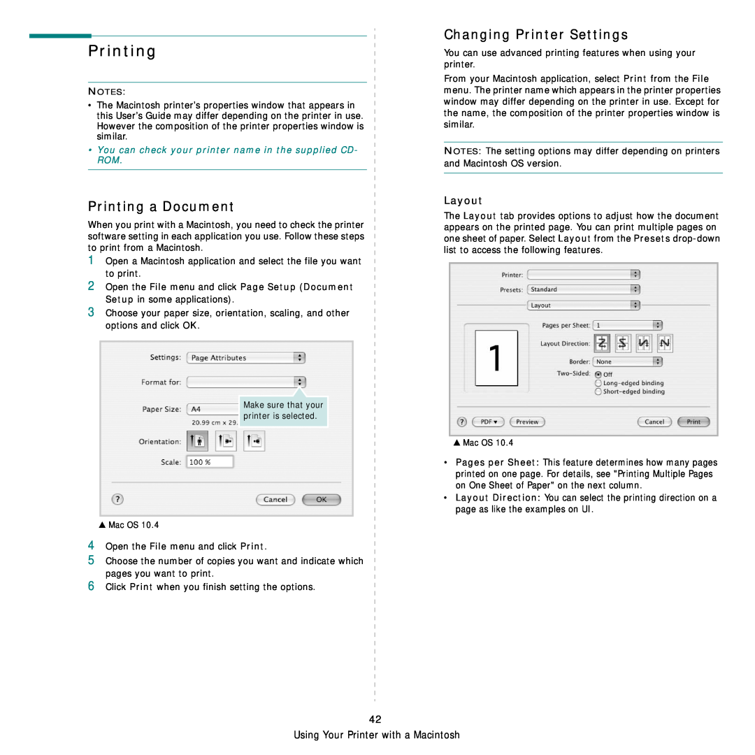 Samsung SCX-4828FN, SCX-4824FN manual Printing a Document, Changing Printer Settings, Layout 