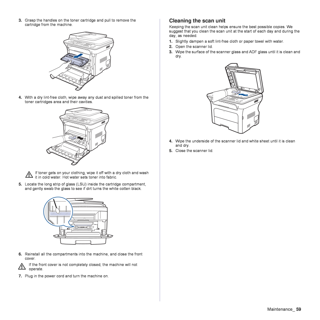 Samsung SCX-4824FN, SCX-4828FN manual Cleaning the scan unit 