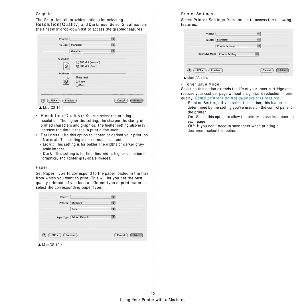 Samsung SCX-4x24 manual Graphics, Paper 