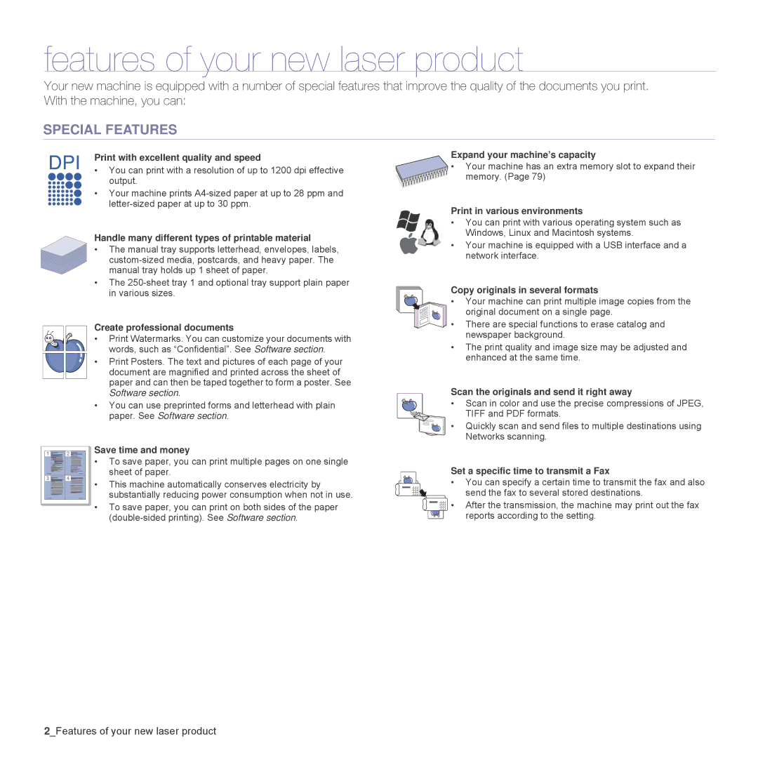 Samsung SCX-4x26, SCX4826FN manual Features of your new laser product, Special Features 