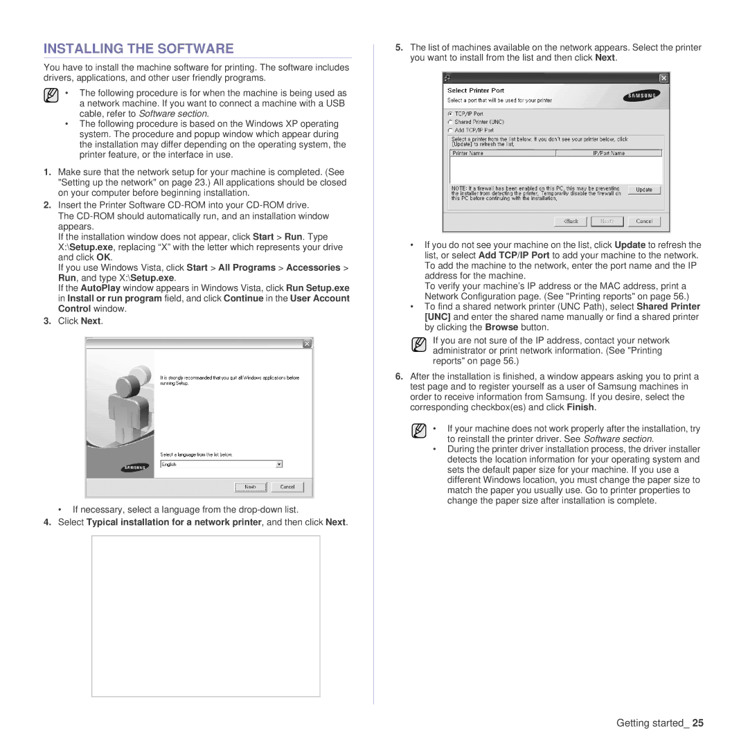 Samsung SCX-4x26 manual Installing the Software 