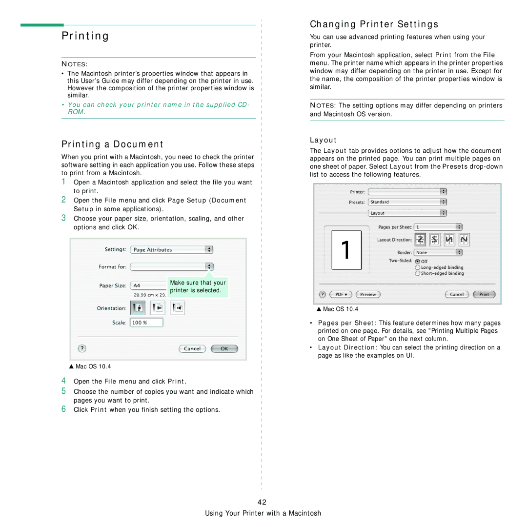 Samsung SCX-4x28, SCX-4x24 manual Printing a Document, Changing Printer Settings, Layout 