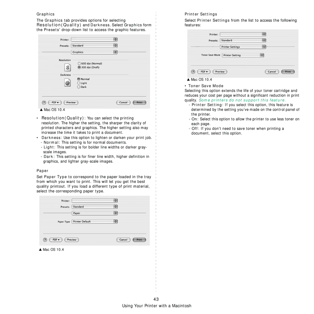 Samsung SCX-4x24, SCX-4x28 manual Graphics, Paper 