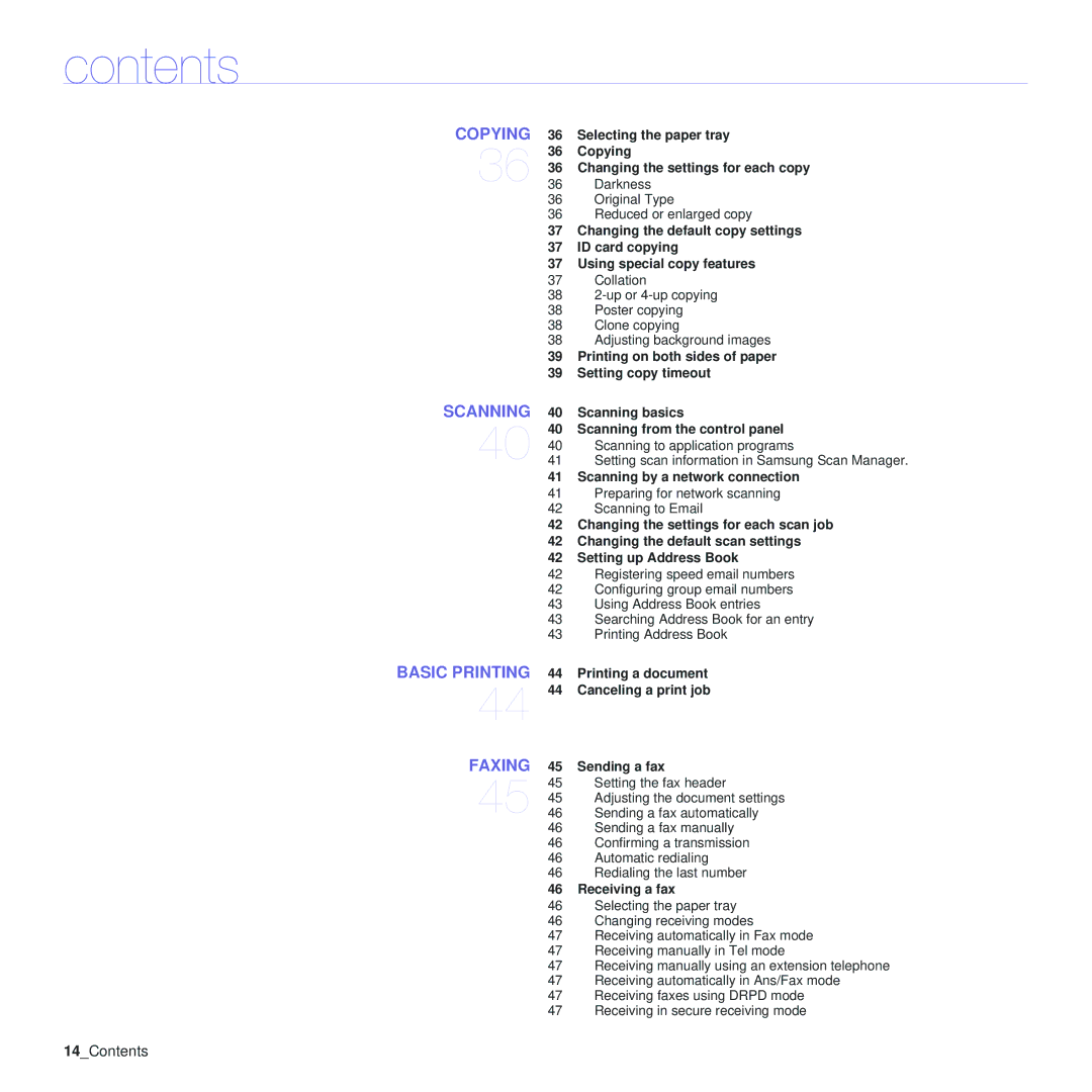 Samsung SCX-4x28 Selecting the paper tray, Copying, Changing the settings for each copy, ID card copying, Receiving a fax 