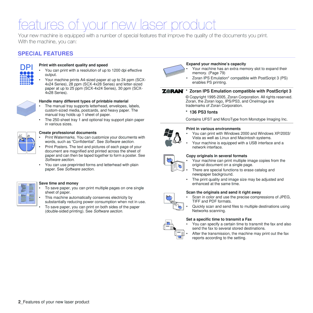 Samsung SCX-4x28, SCX-4x24 manual Features of your new laser product, Special Features 