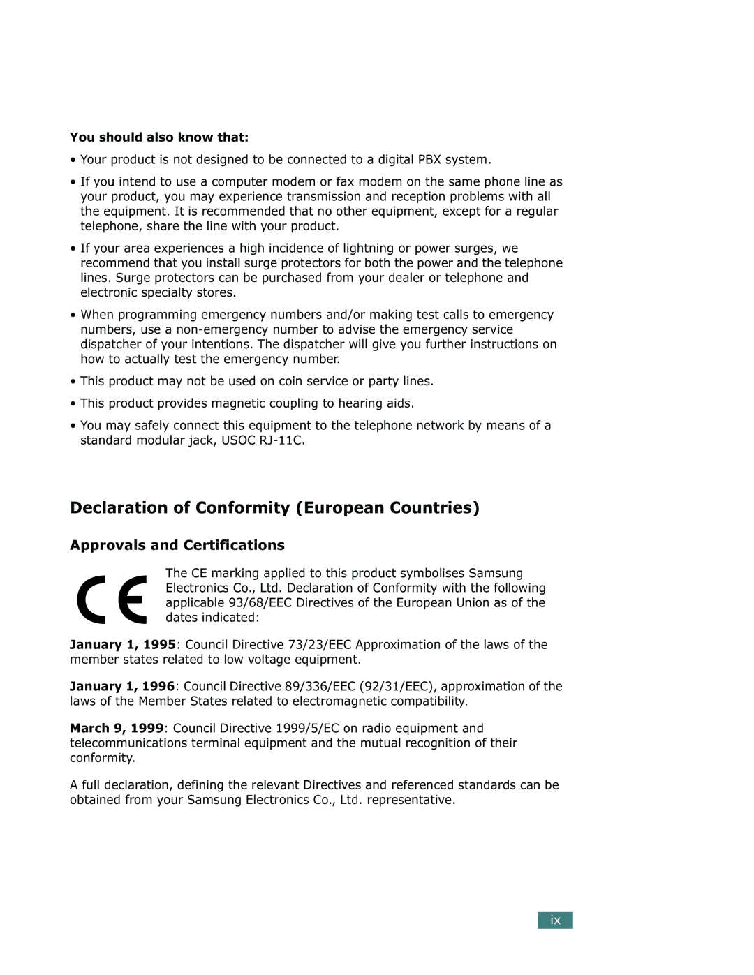 Samsung SCX-5312F, SCX-5112 manual Declaration of Conformity European Countries, You should also know that 