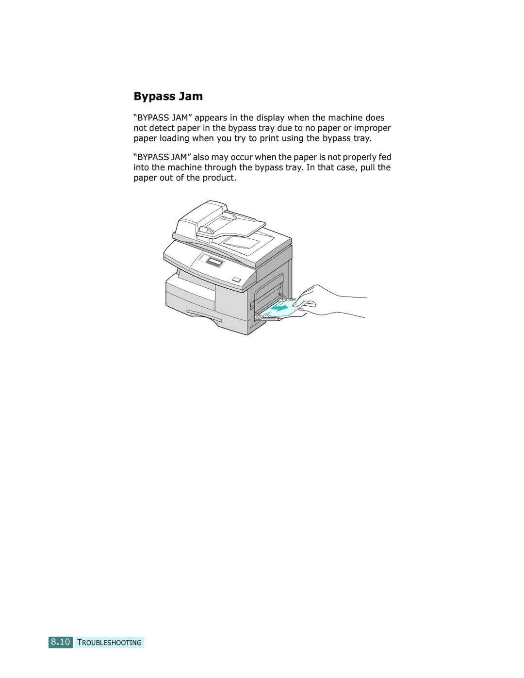 Samsung SCX-5112, SCX-5312F manual Bypass Jam 