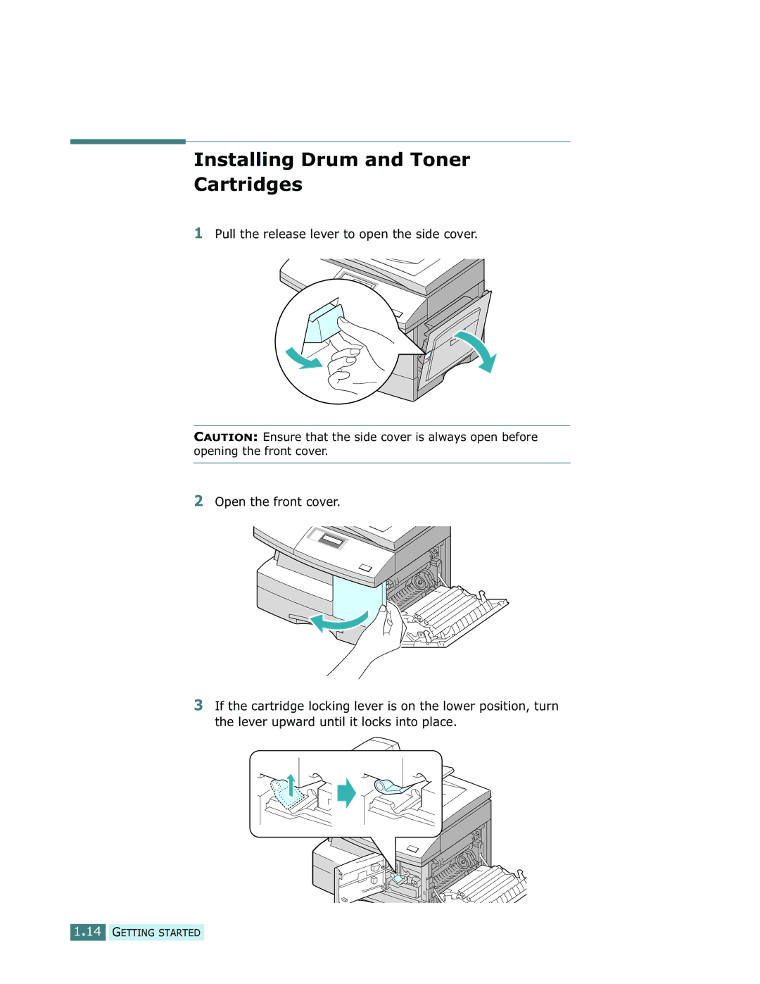 Samsung SCX-5112, SCX-5312F manual Installing Drum and Toner Cartridges 