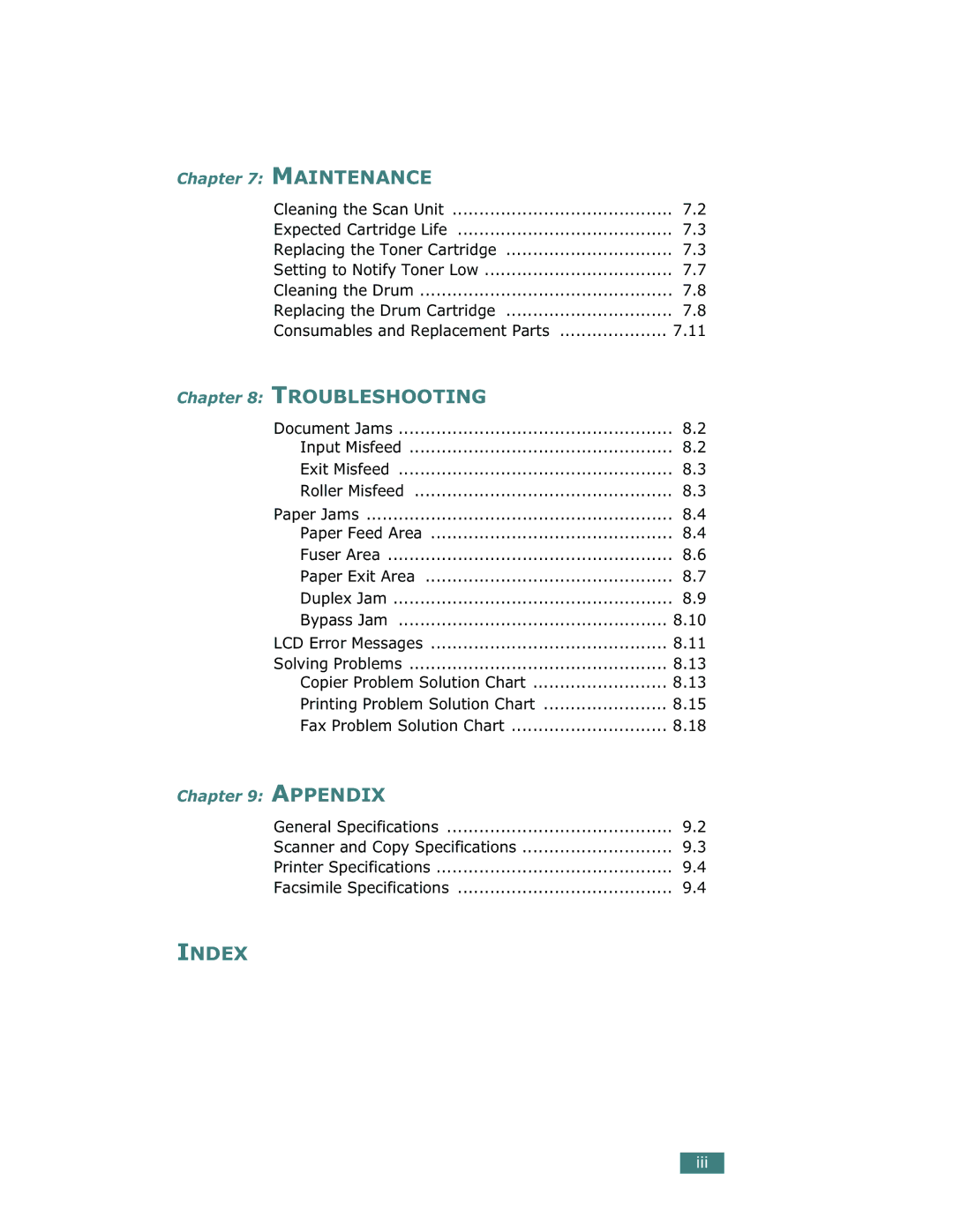 Samsung SCX-5312F, SCX-5112 manual Index 