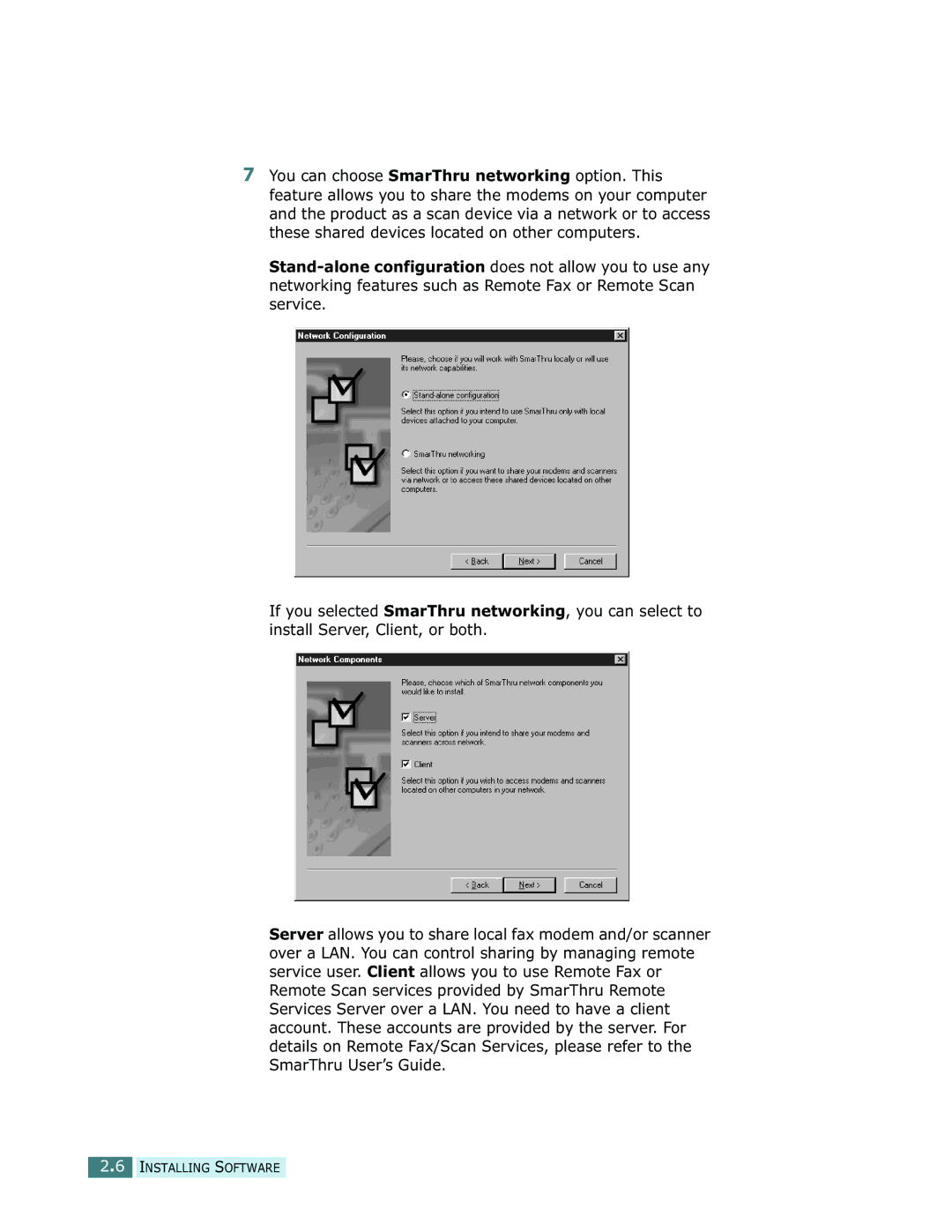 Samsung SCX-5112, SCX-5312F manual Installing Software 