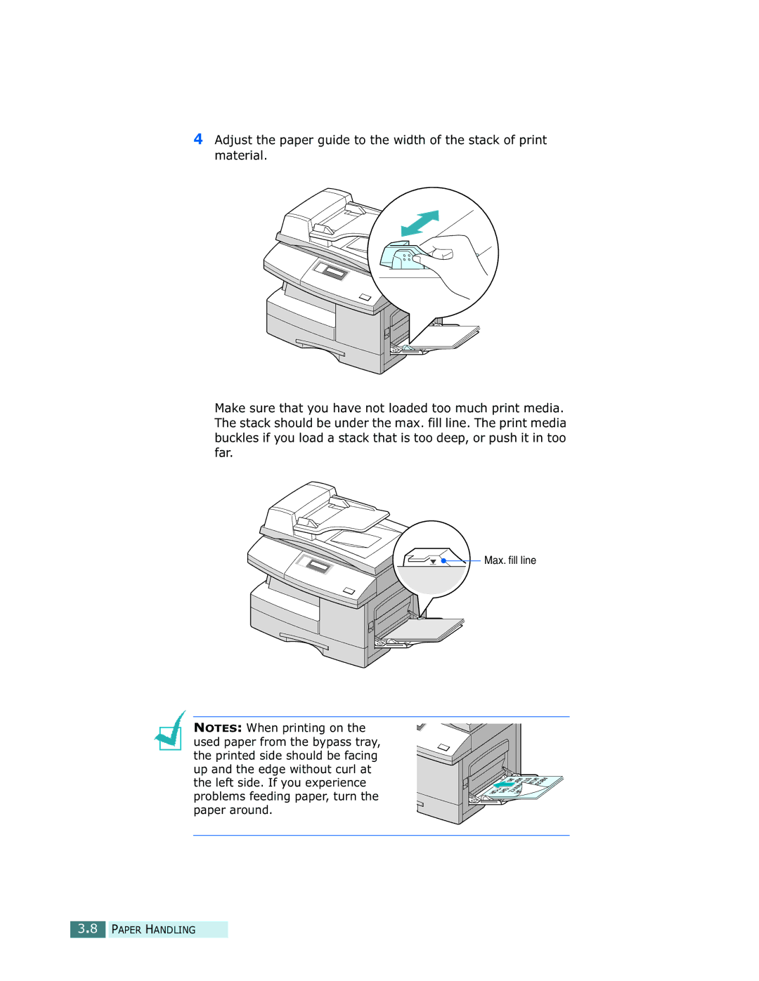 Samsung SCX-5112, SCX-5312F manual Max. ﬁll line 