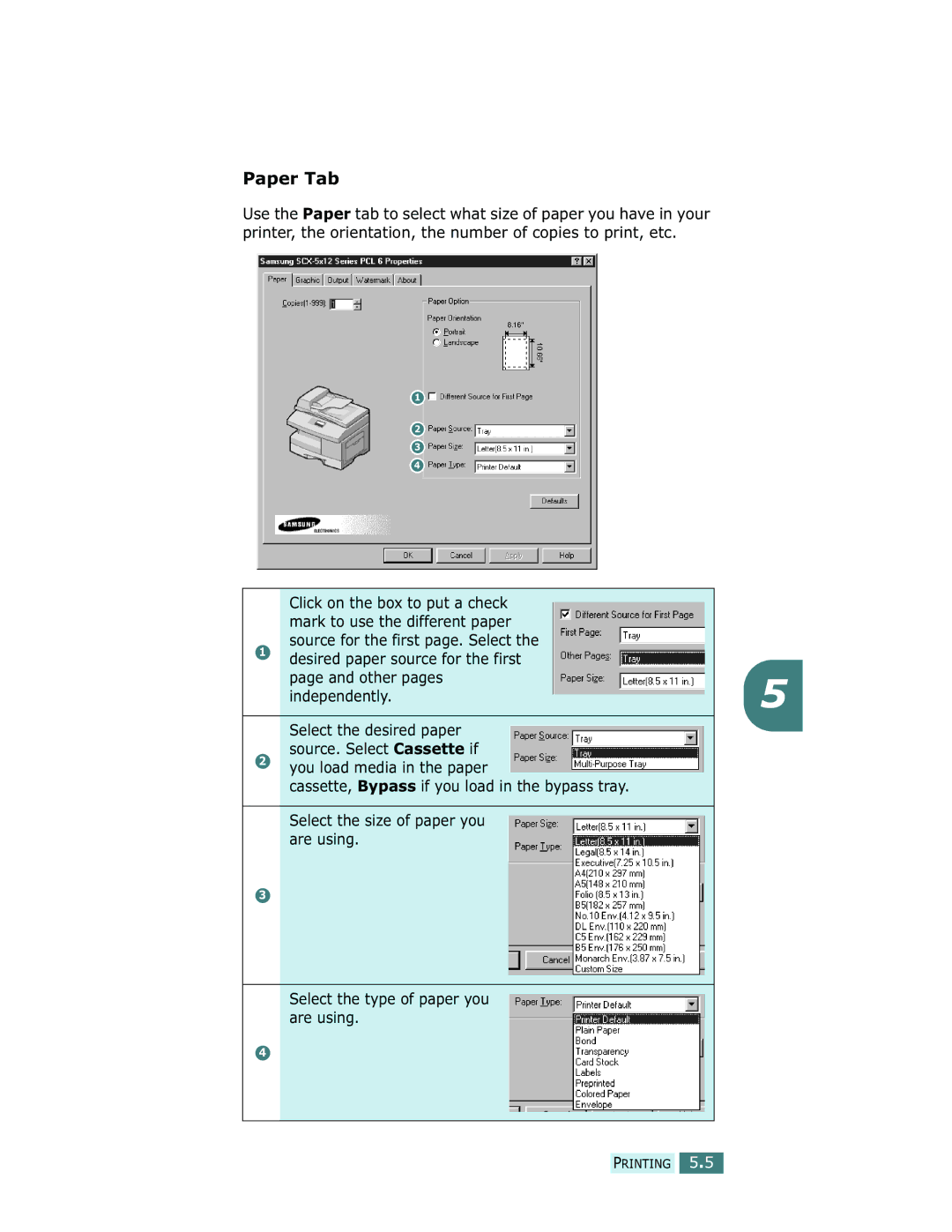 Samsung SCX-5312F, SCX-5112 manual Paper Tab 