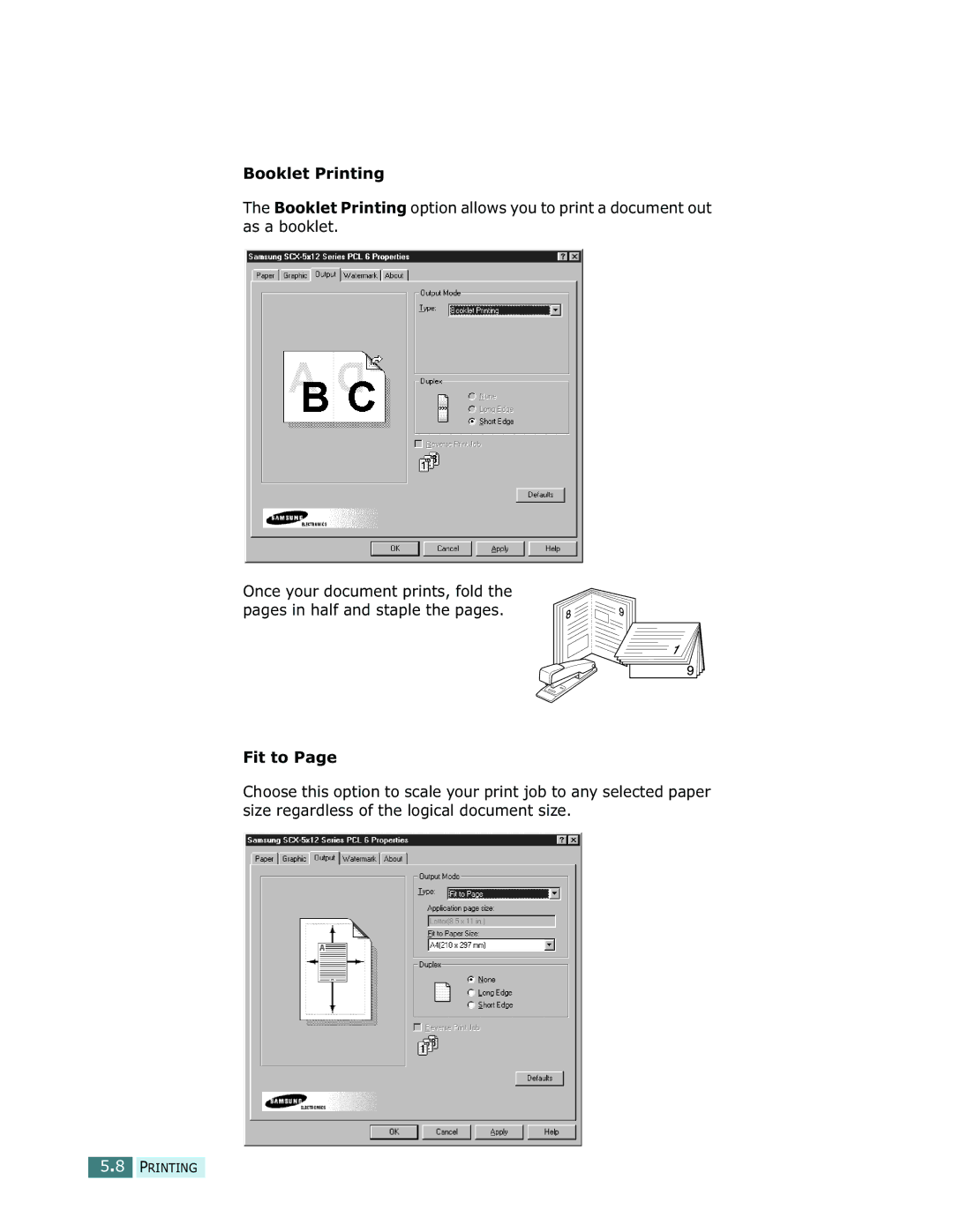 Samsung SCX-5112, SCX-5312F manual Booklet Printing, Fit to 