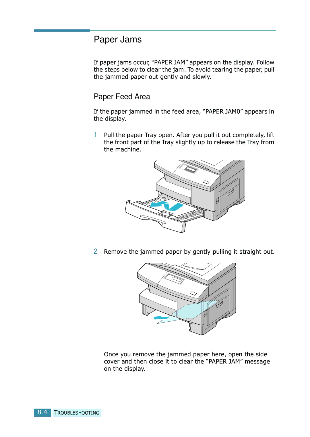 Samsung SCX-5115, SCX-5315F/5115 manual Paper Jams, Paper Feed Area 