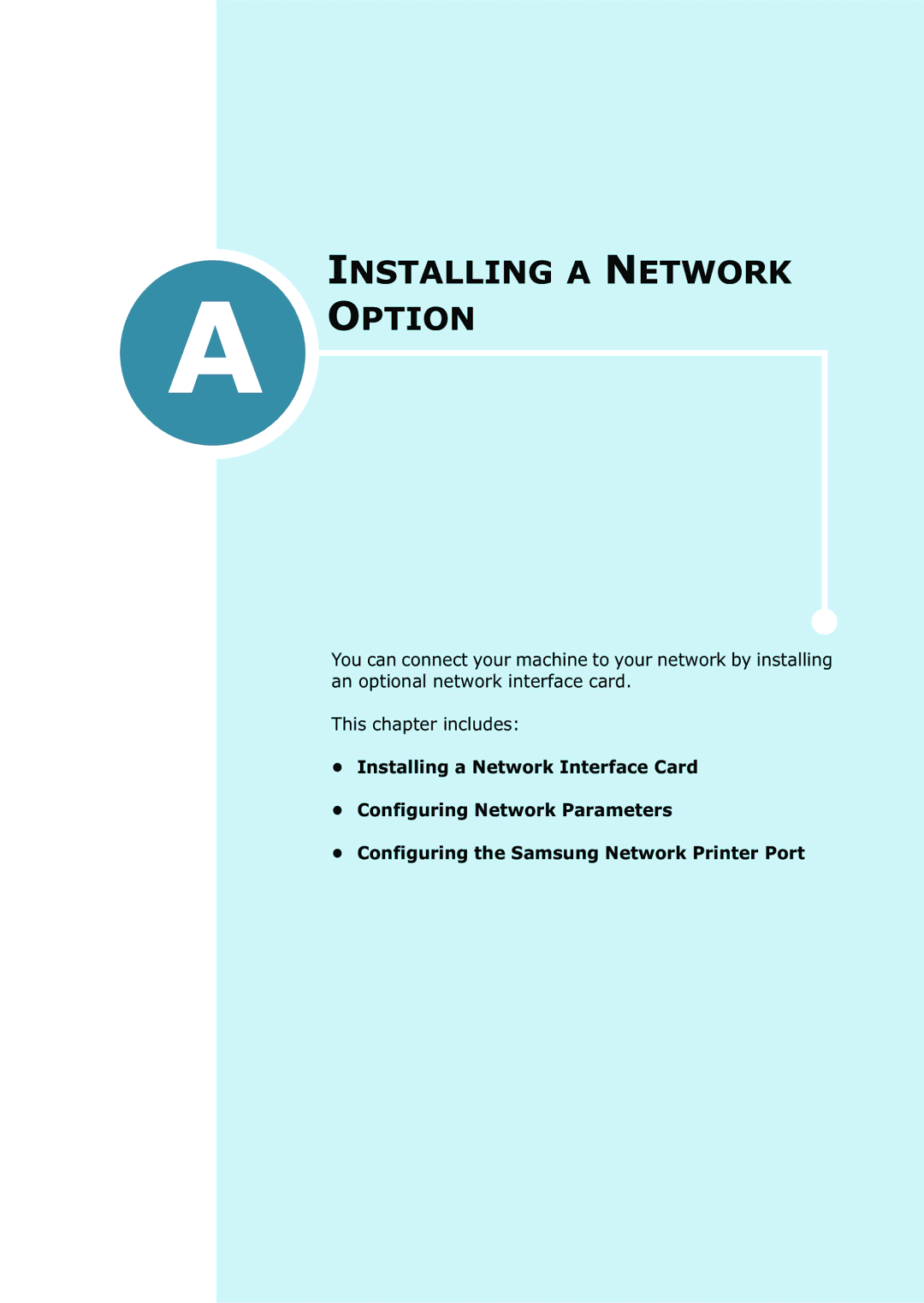 Samsung SCX-5315F/5115, SCX-5115 manual Installing a Network Option 