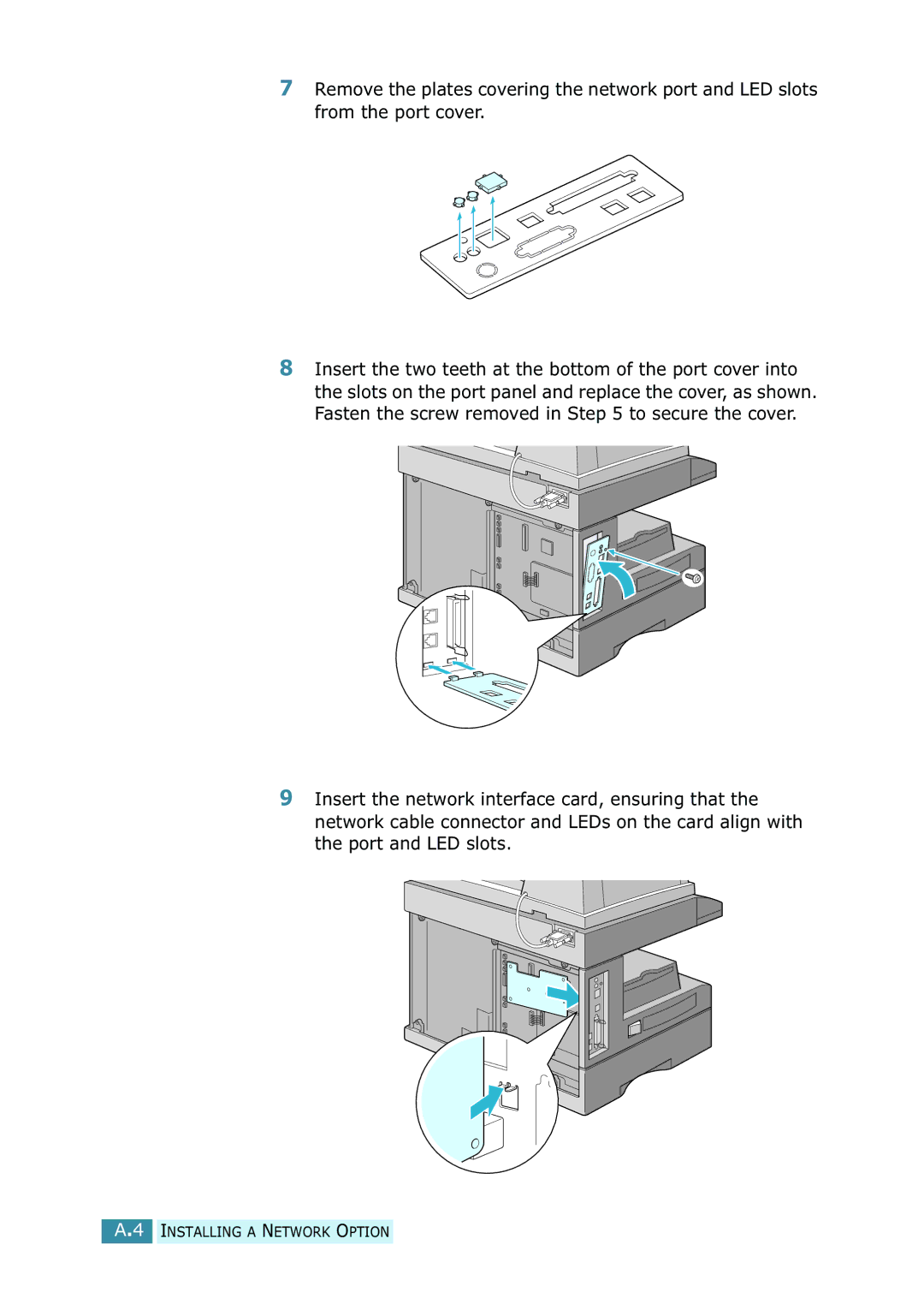 Samsung SCX-5315F/5115, SCX-5115 manual Installing a Network Option 