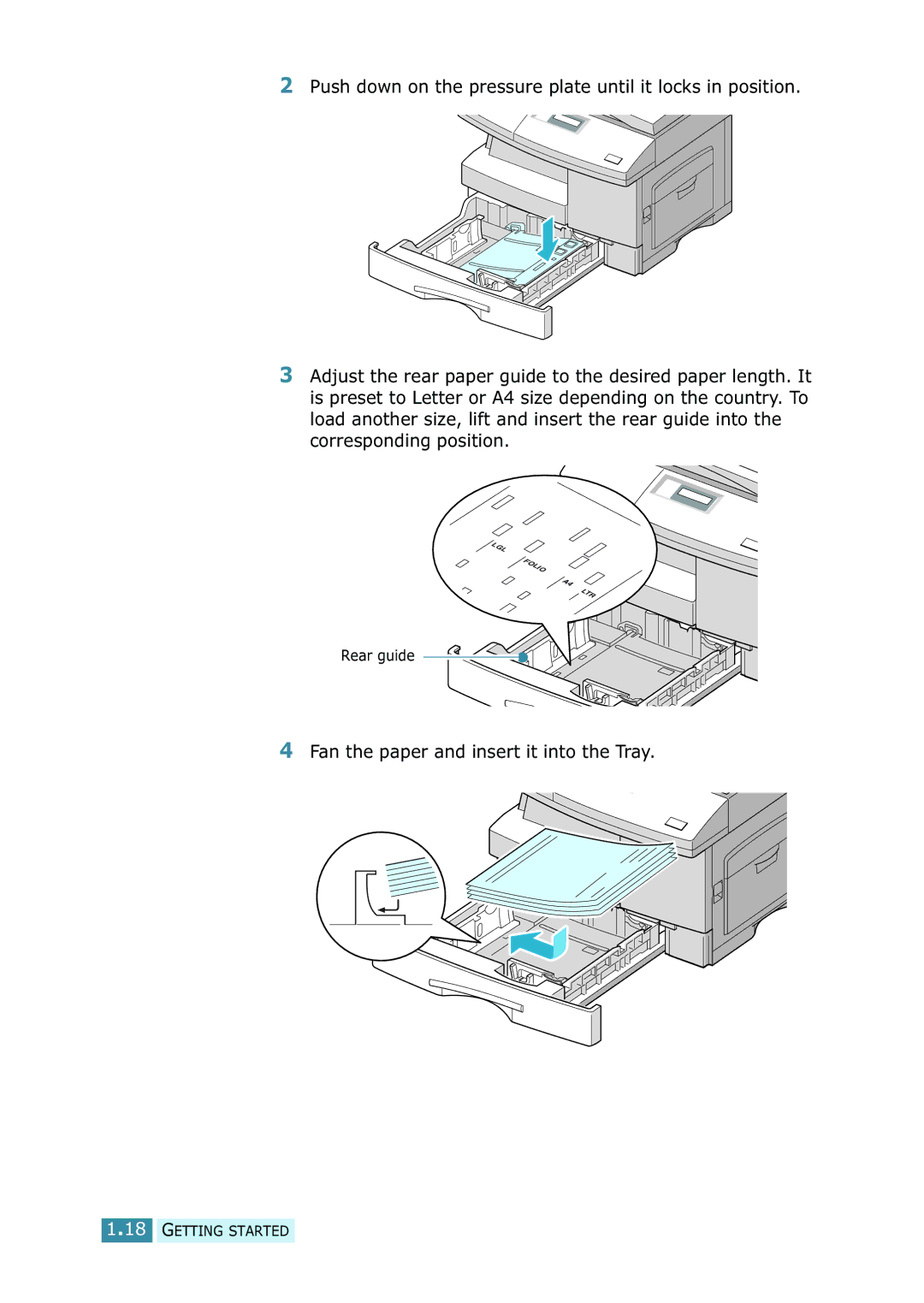 Samsung SCX-5315F/5115, SCX-5115 manual Fan the paper and insert it into the Tray 