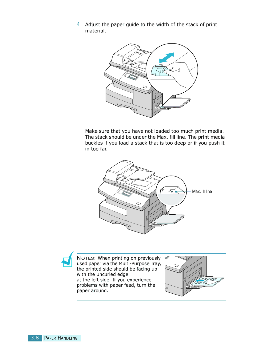 Samsung SCX-5315F/5115, SCX-5115 manual Max. ﬁll line 