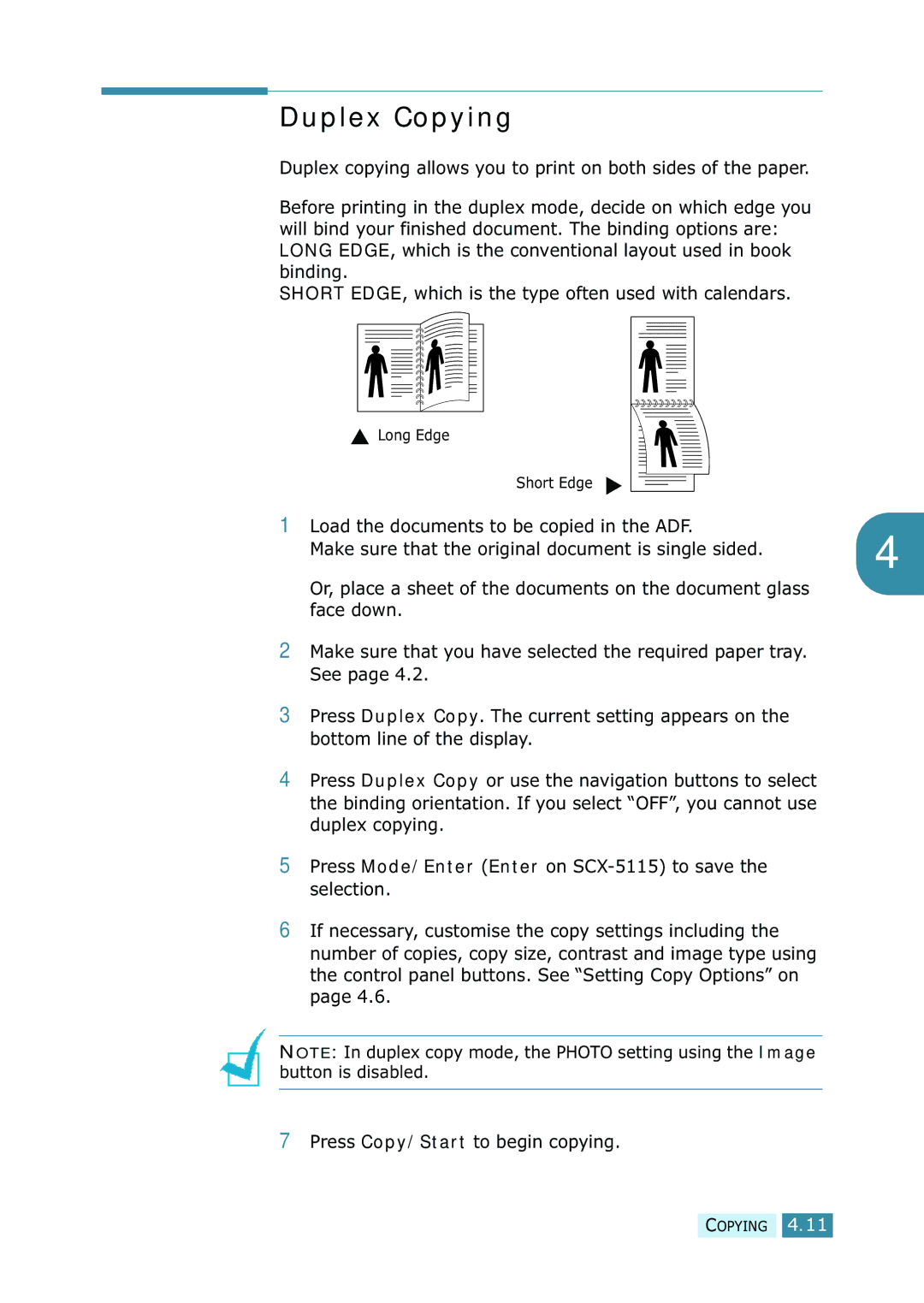 Samsung SCX-5315F/5115, SCX-5115 manual Duplex Copying 