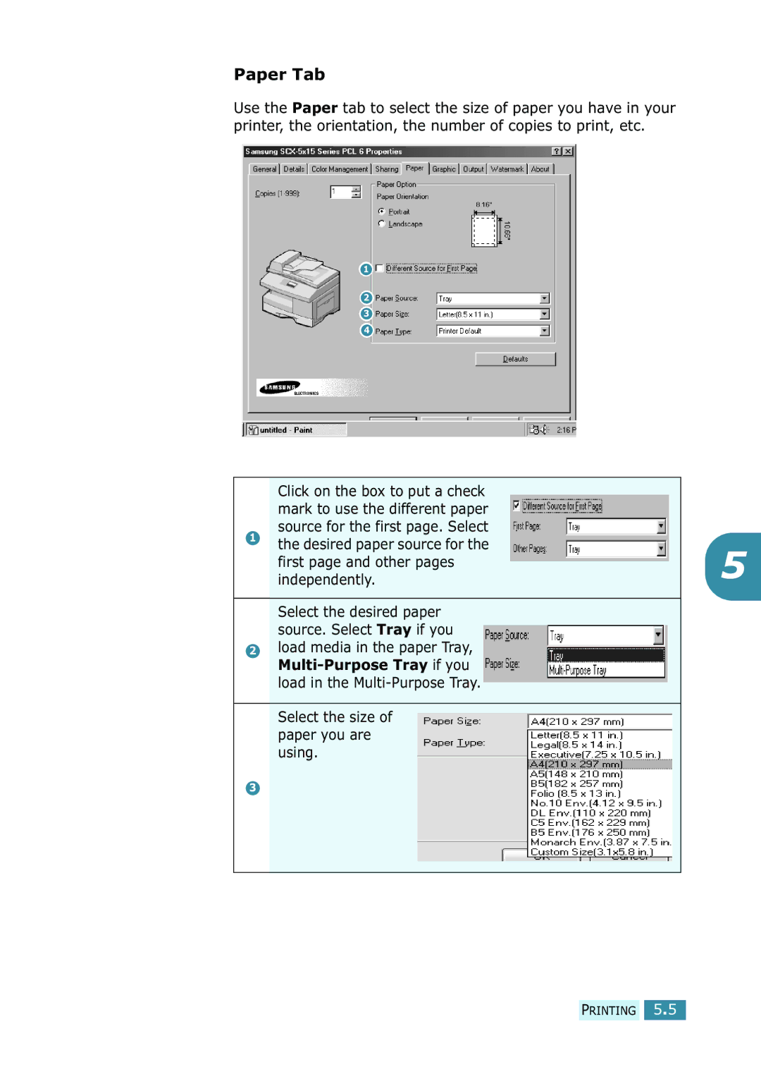 Samsung SCX-5315F/5115, SCX-5115 manual Paper Tab 