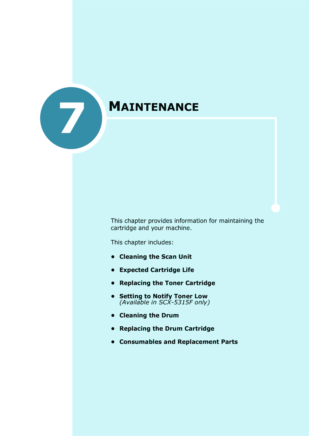 Samsung SCX-5115, SCX-5315F/5115 manual Maintenance 