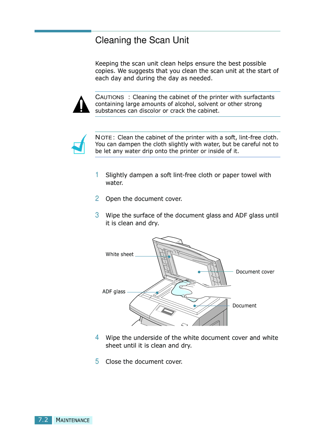 Samsung SCX-5315F/5115, SCX-5115 manual Cleaning the Scan Unit 