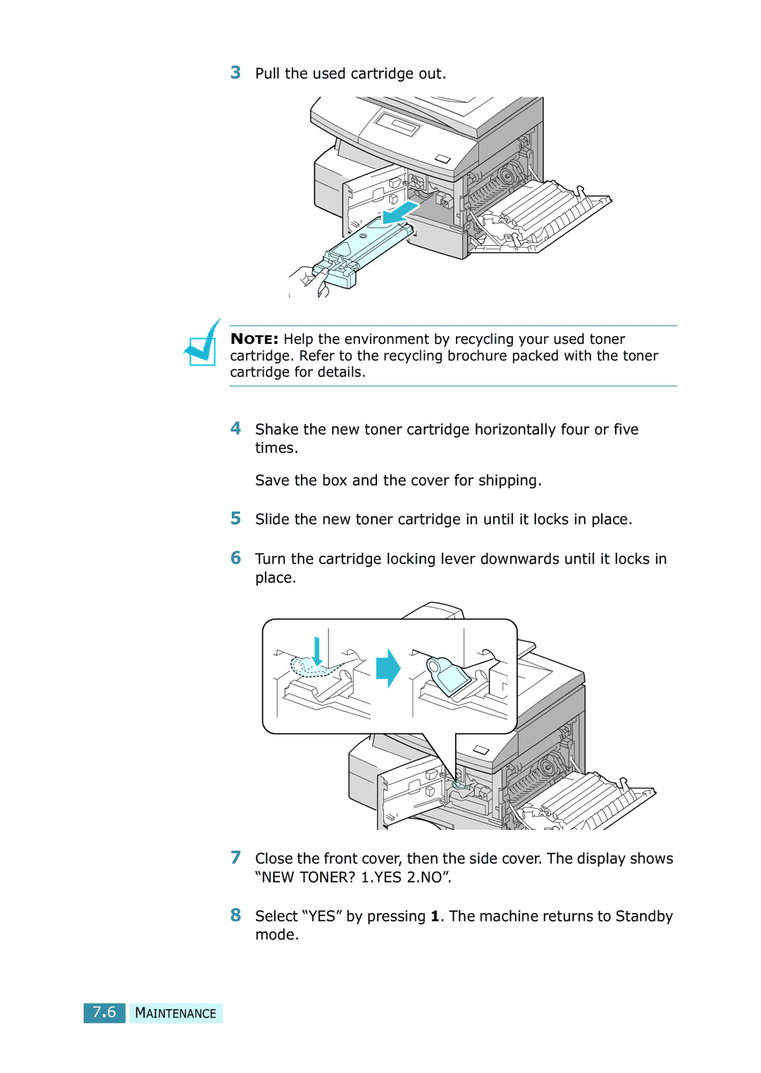 Samsung SCX-5315F/5115, SCX-5115 manual Pull the used cartridge out 