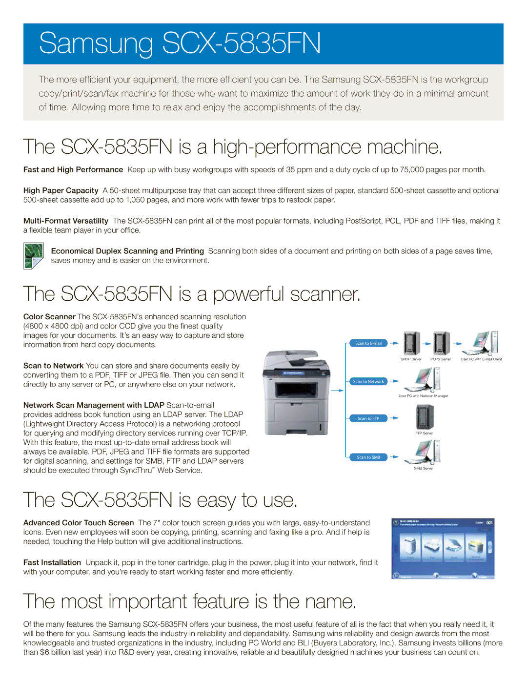 Samsung specifications Samsung SCX-5835FN 