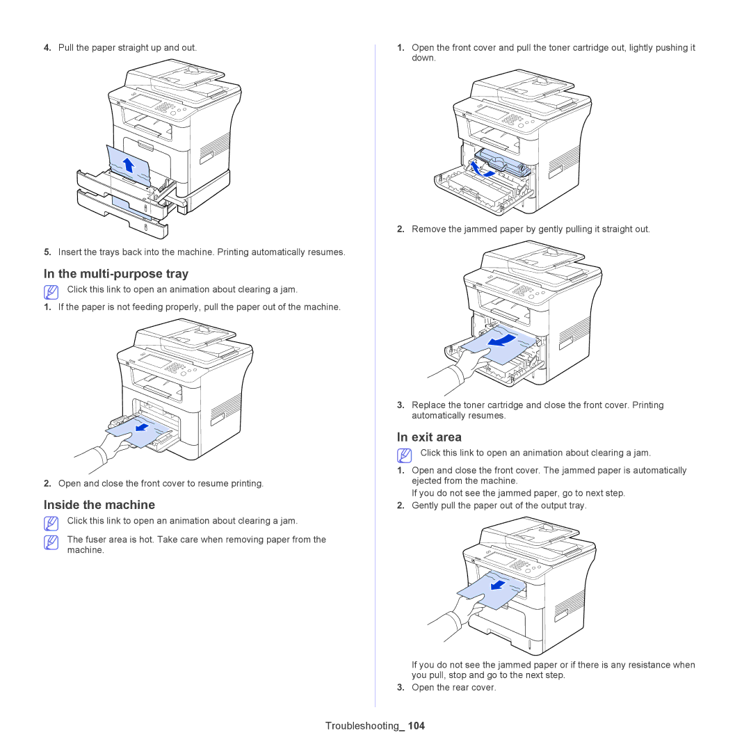 Samsung SCX-5835NX, 5935NX manual Inside the machine, Exit area 