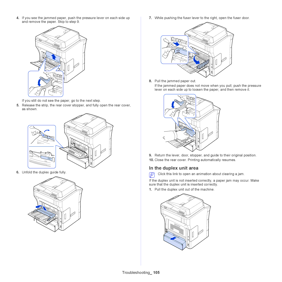 Samsung 5935NX, SCX-5835NX manual Duplex unit area 