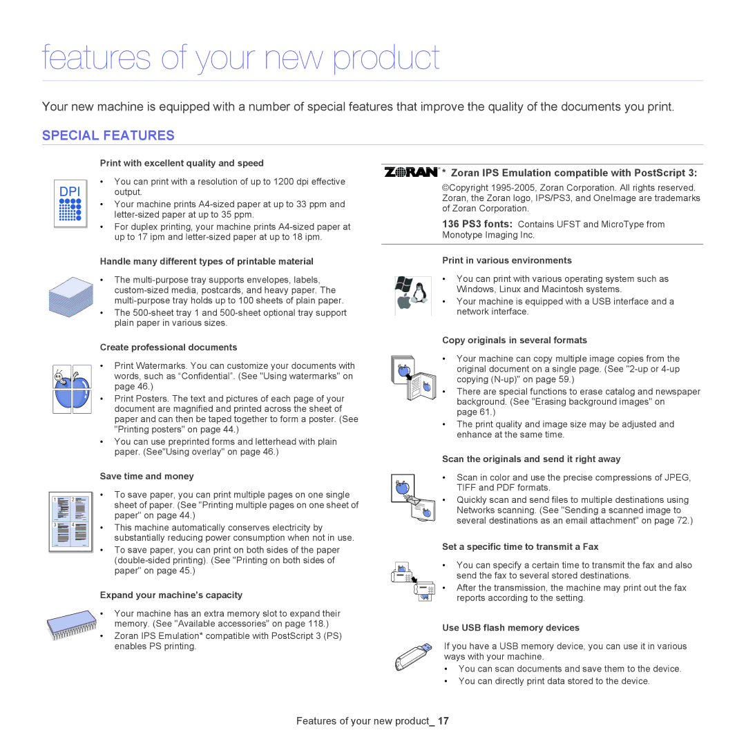 Samsung 5935NX, SCX-5835NX manual Features of your new product, Special Features 