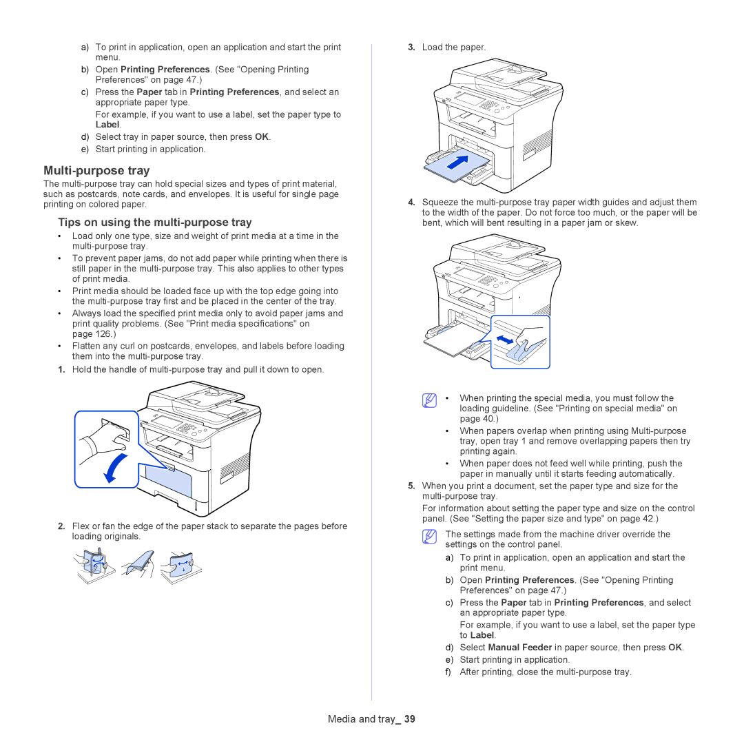 Samsung 5935NX, SCX-5835NX manual Multi-purpose tray, Tips on using the multi-purpose tray 