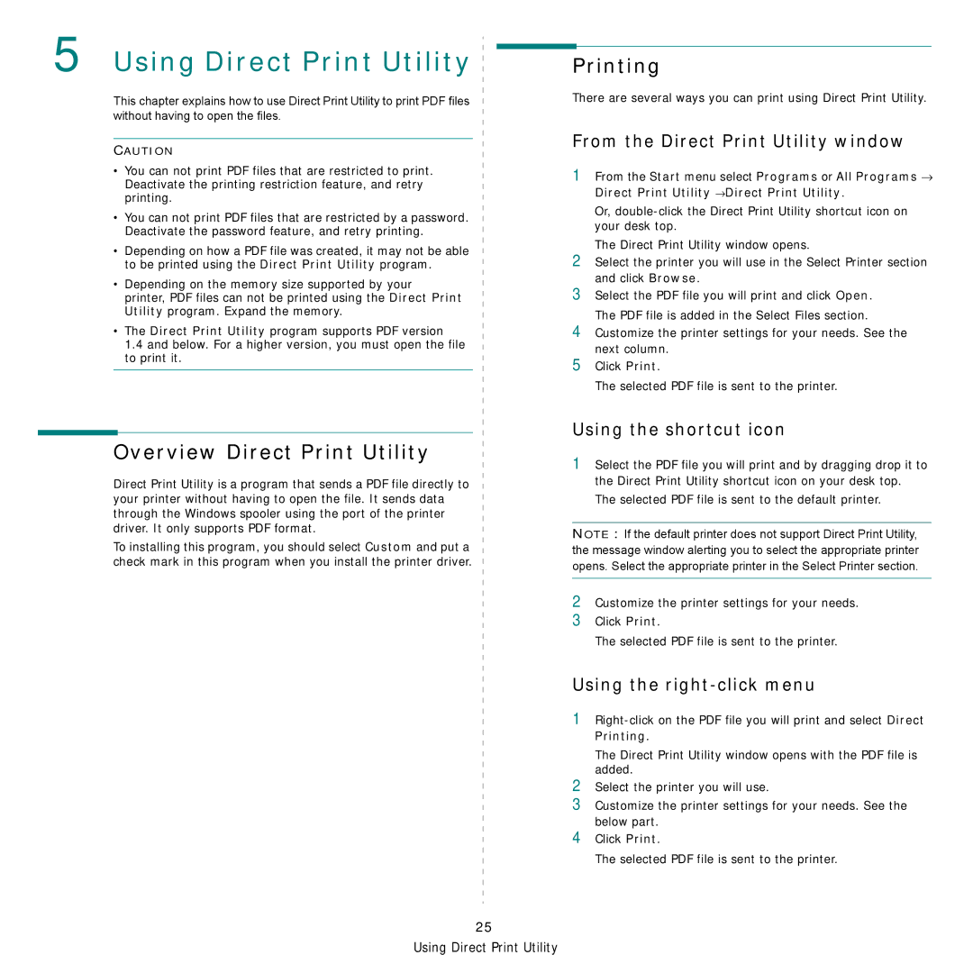 Samsung SCX-5x30 manual Using Direct Print Utility, Overview Direct Print Utility 