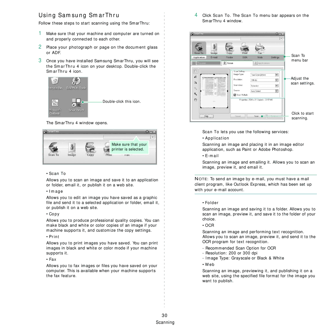 Samsung SCX-5x30 manual Using Samsung SmarThru 