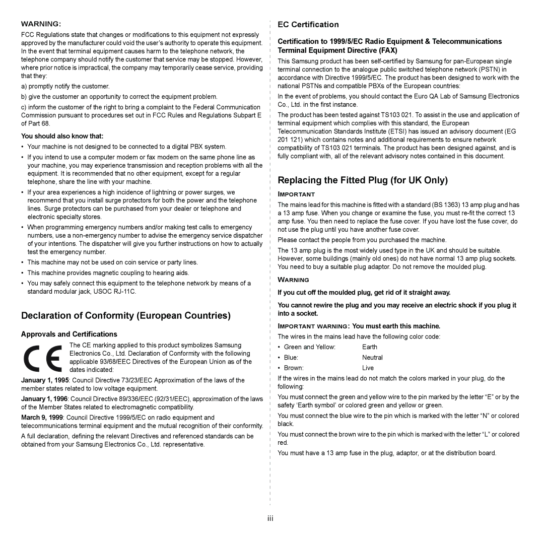 Samsung SCX-5x30 manual Approvals and Certifications, You should also know that 