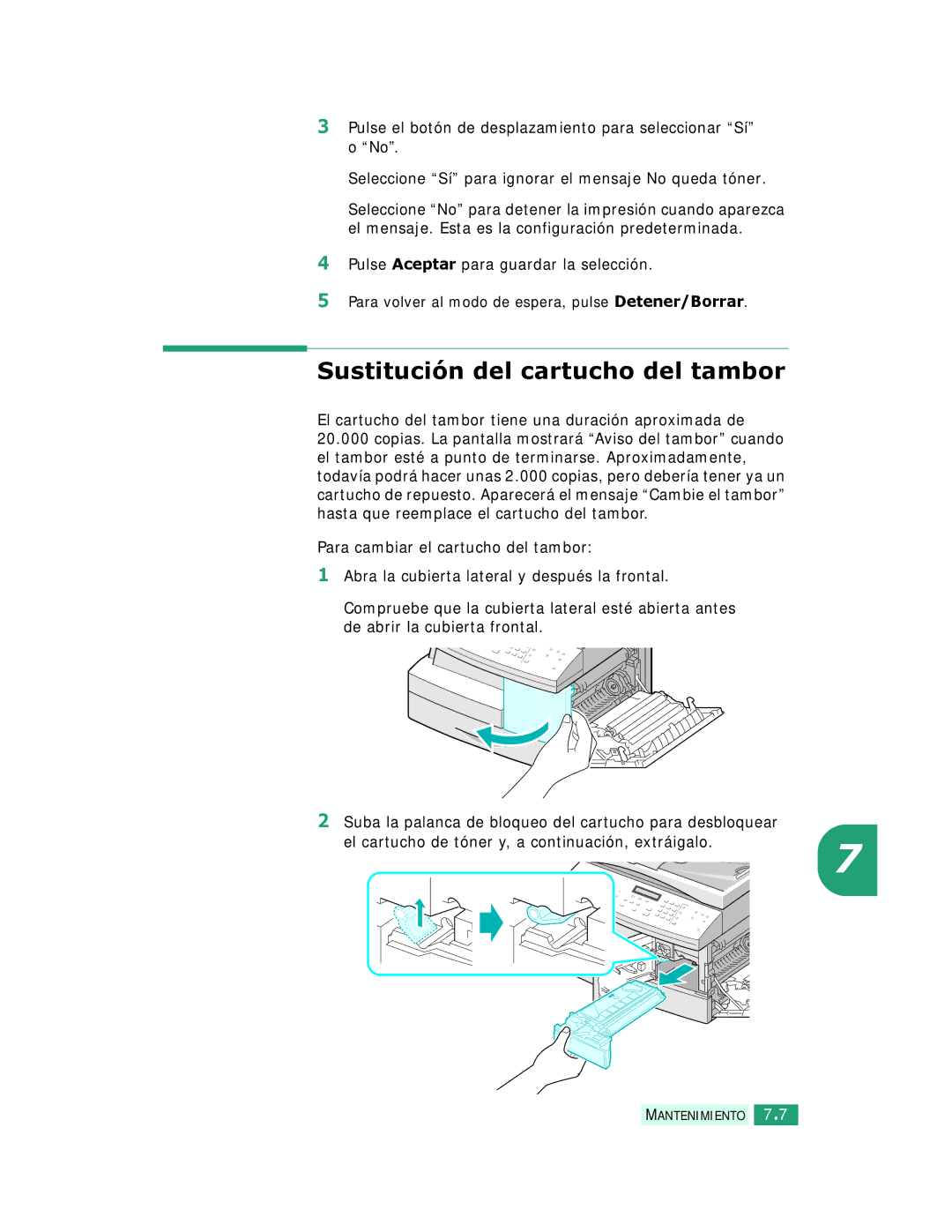 Samsung SCX-6320F, SCX-6220 manual Sustitución del cartucho del tambor 