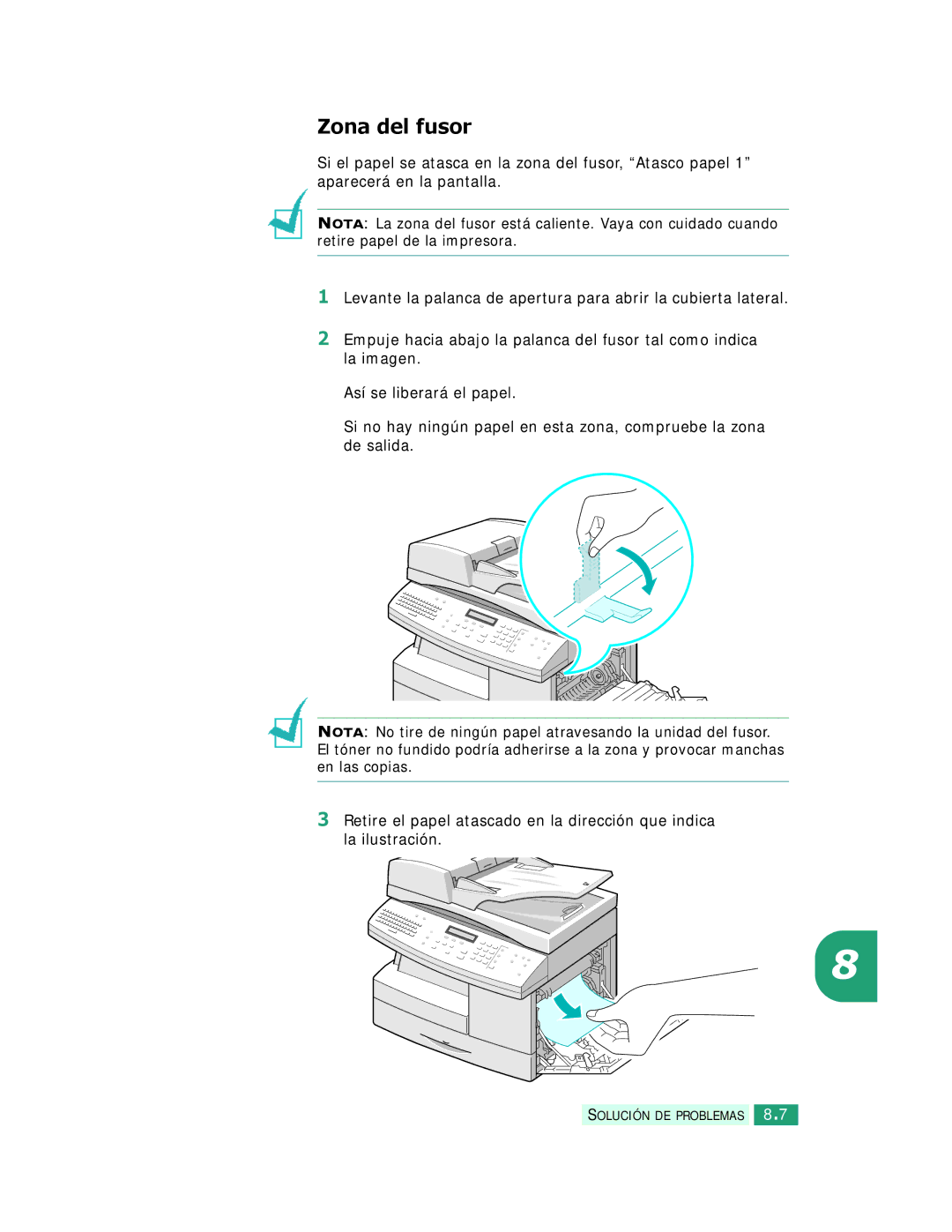 Samsung SCX-6320F, SCX-6220 manual Zona del fusor 