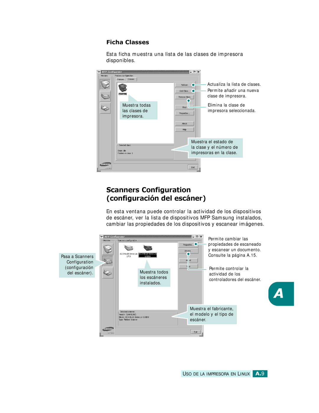 Samsung SCX-6320F, SCX-6220 manual Ficha Classes, Actualiza la lista de clases 