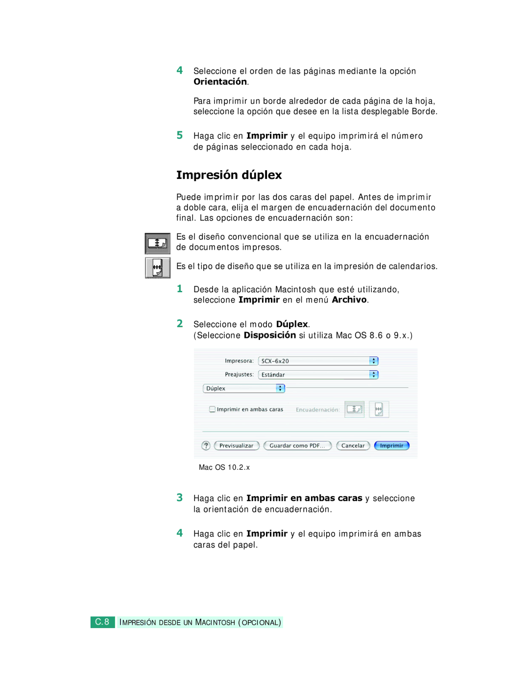 Samsung SCX-6220, SCX-6320F manual Impresión dúplex 