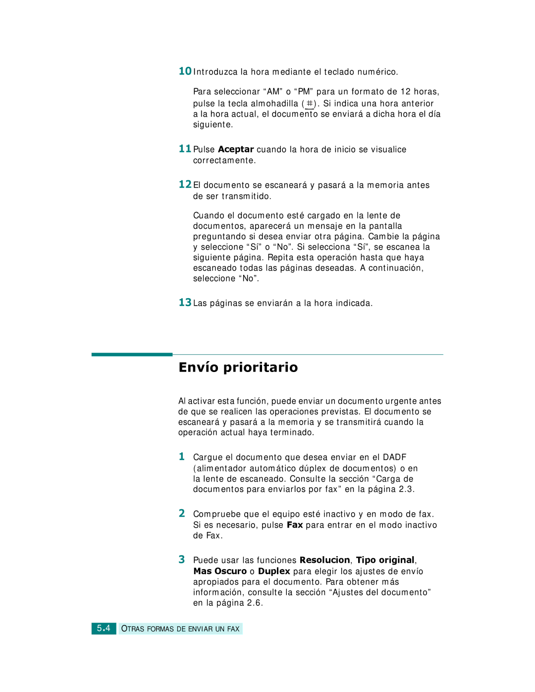 Samsung SCX-6220, SCX-6320F manual Envío prioritario 