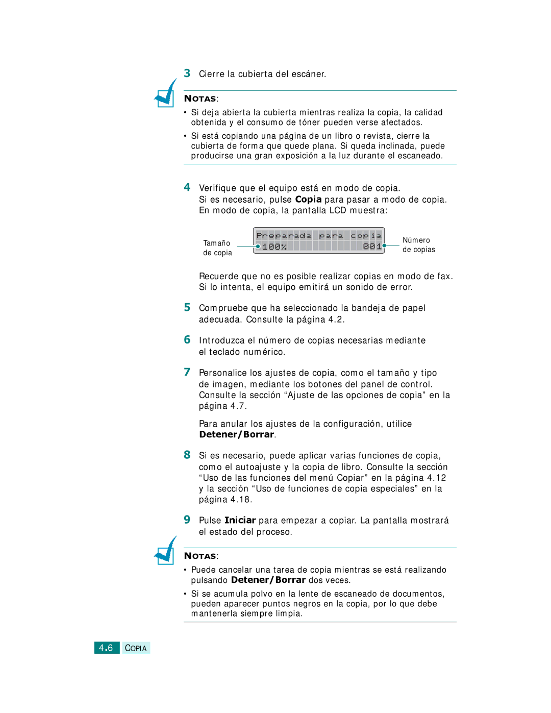 Samsung SCX-6220, SCX-6320F manual Detener/Borrar 