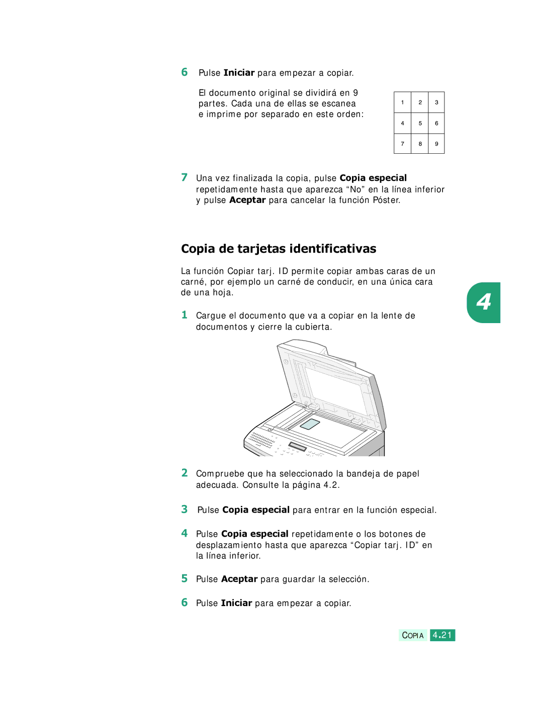 Samsung SCX-6320F, SCX-6220 manual Copia de tarjetas identificativas 