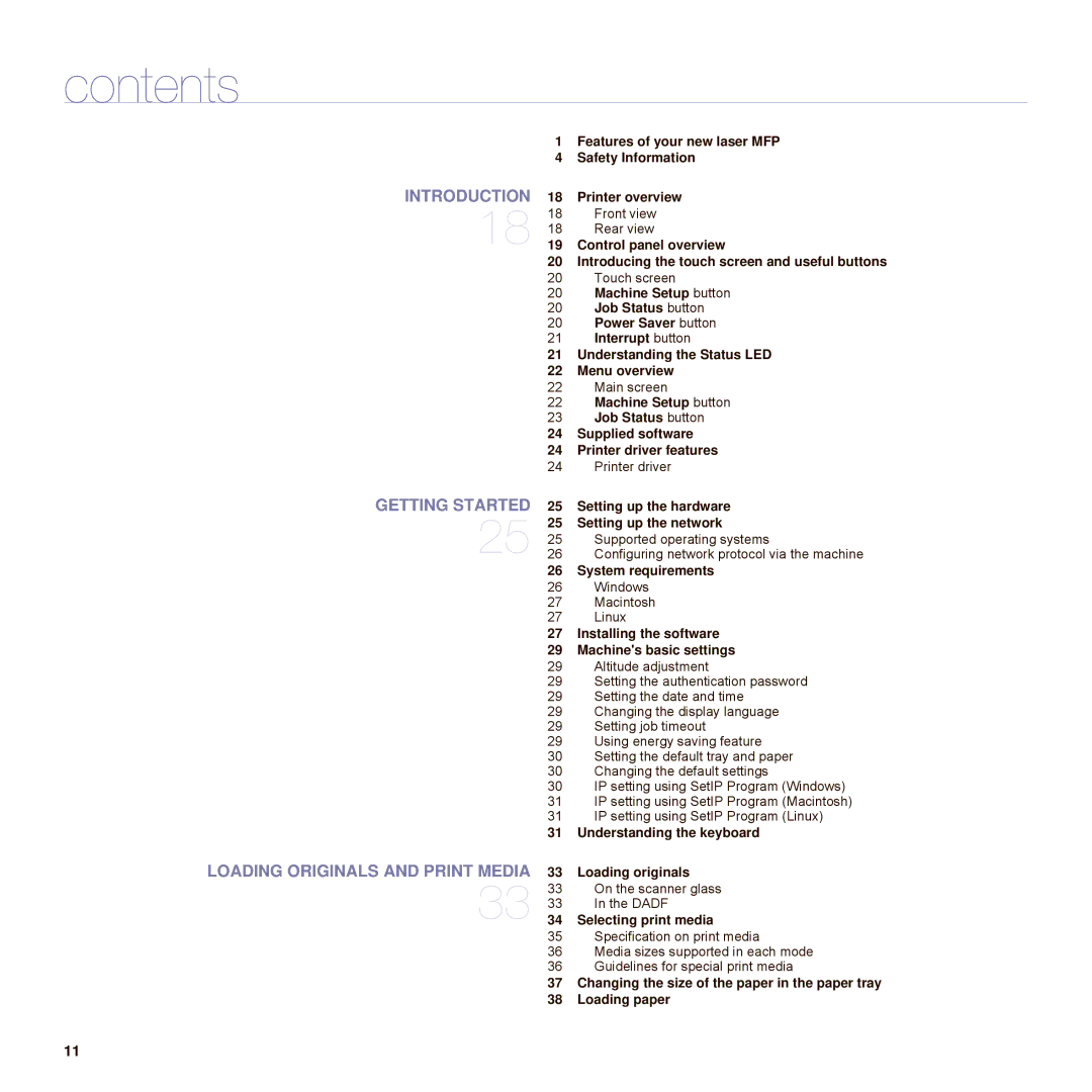 Samsung SCX-6545N Series manual Contents 