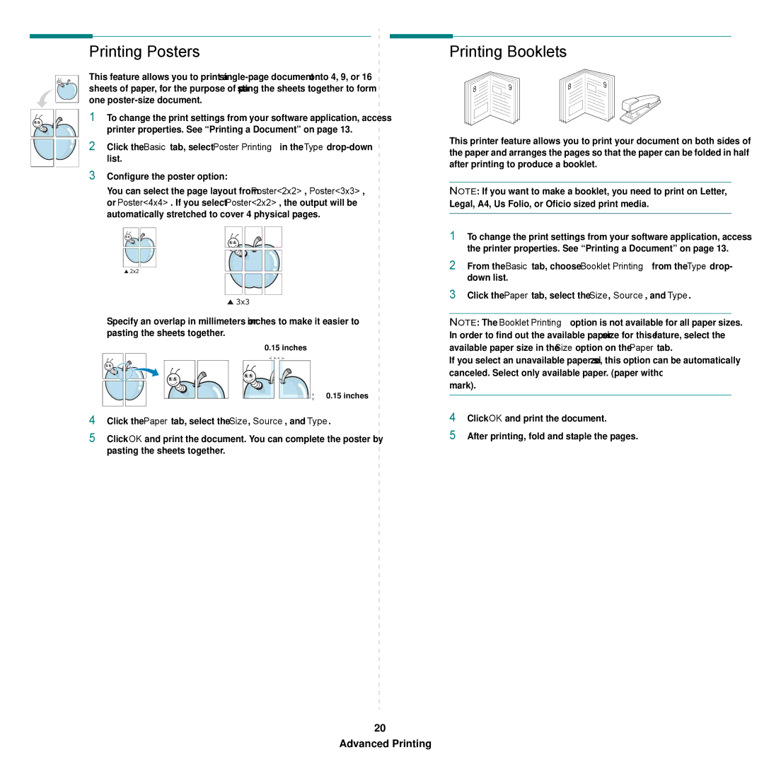 Samsung SCX-6545N Series manual Printing Posters, Printing Booklets 