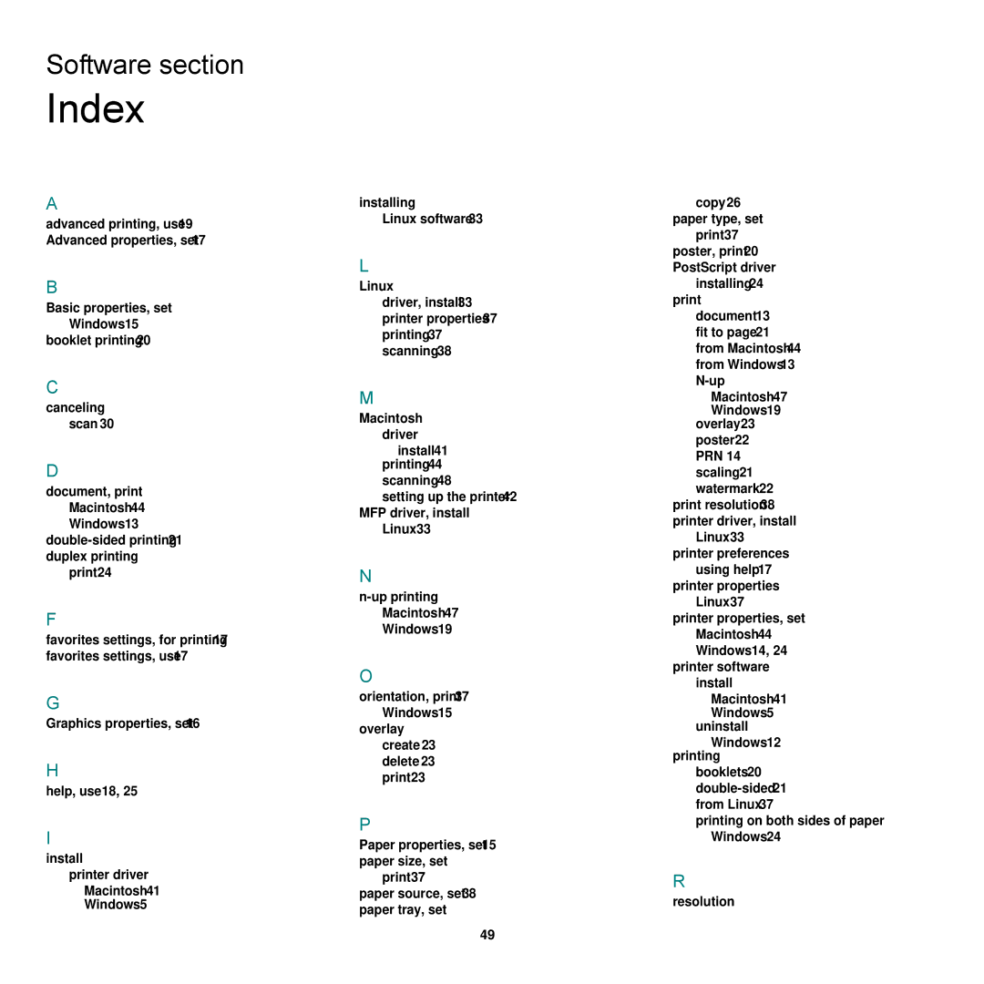 Samsung SCX-6545N Series manual Index 