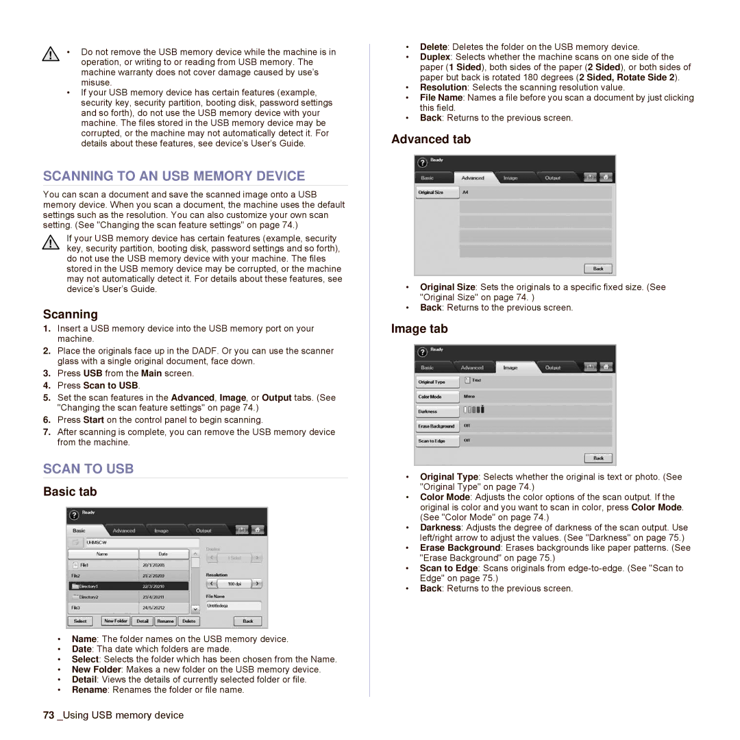 Samsung SCX-6545N Series manual Scanning to AN USB Memory Device, Press Scan to USB 