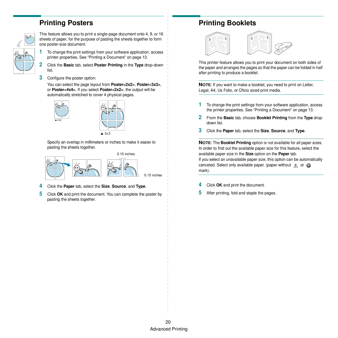 Samsung SCX-6545N manual Printing Posters, Printing Booklets 