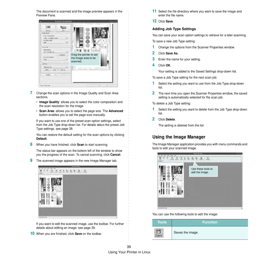 Samsung SCX-6545N manual Using the Image Manager, Adding Job Type Settings 