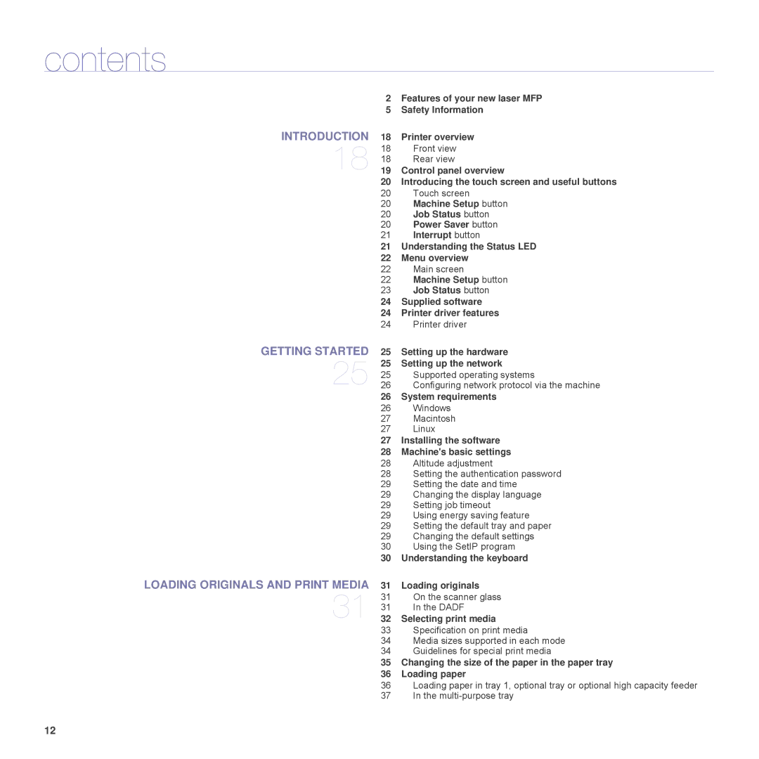 Samsung SCX-6555N Series manual Contents 